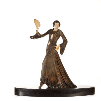 An Art Deco Sculpture 'Woman with Fan' by Giorgio Gori  