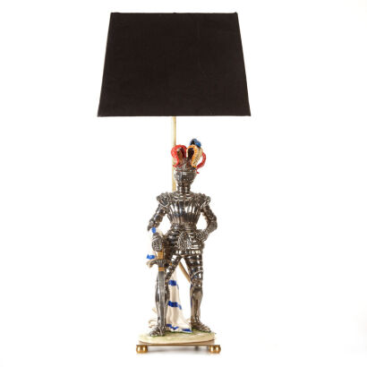 An Italian Ceramic Knights Armour Lamp