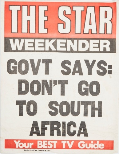 "Govt Says: Don't Go To South Africa" The Star BILLBOARD October 16 1976