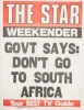 "Govt Says: Don't Go To South Africa" The Star BILLBOARD October 16 1976