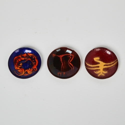 Three Delware Auckland NZ Enamel Rock Drawing Dishes