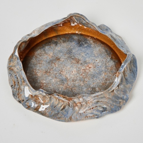 A Early Crown Lynn Large Trickle Glaze Float Bowl with Fractional Markings in Blue Colourway