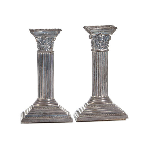 A Pair of Edwardian Sterling Silver Candlesticks