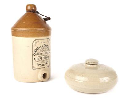 A Colonial New Zealand Doulton Stoneware Beer Bottle and Hot Water Bottle