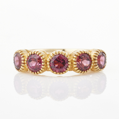 9ct Yellow Gold, Vintage, 4.0mm Rhodolite Garnet Dress Ring