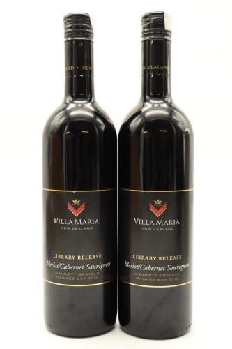 (2) 2010 Villa Maria Library Release Merlot - Cabernet Sauvignon, Gimblett Gravels [BC95] ♦