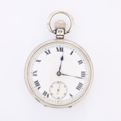 Sterling Silver, 49mm Open Faced ALD Pocket Watch