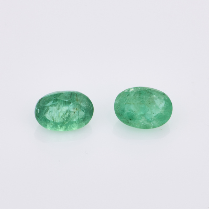 Loose, 1.70ct Pair of Oval Cut Emeralds