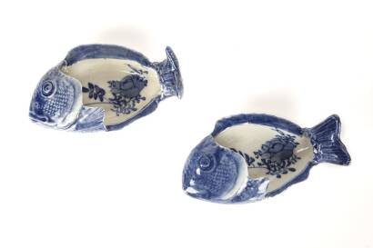 A Pair of Japanese Arita Porcelain Fish Sauce Boats