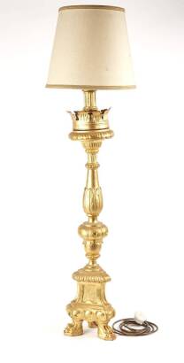 An Italian Decorative Gilt Torchiere Style Table Lamp