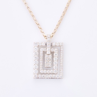 18ct White Gold, 1.59ct Diamond Pendant on 45cm 18ct White Gold Chain