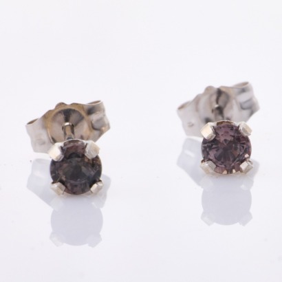 14ct White Gold, 3.25mm Pink/Green Colour Change Sapphire Stud Earrings