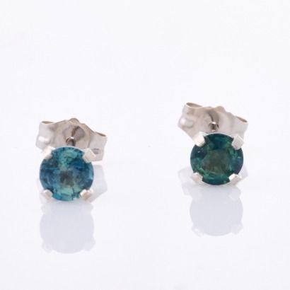 14ct White Gold, 4.0mm Blue Sapphire Stud Earrings