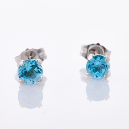 14ct White Gold, 4.0mm Topaz Stud Earrings