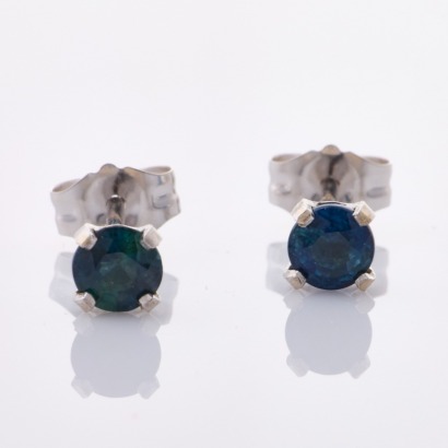 14ct White Gold, 3.60mm Blue Sapphire Stud Earrings