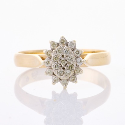 9ct Yellow Gold, .20ct Diamond Cluster Ring