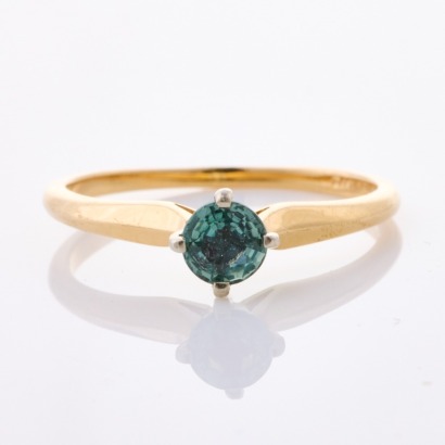 14ct Yellow Gold, Modern, 4.4mm Sapphire Solitaire Ring