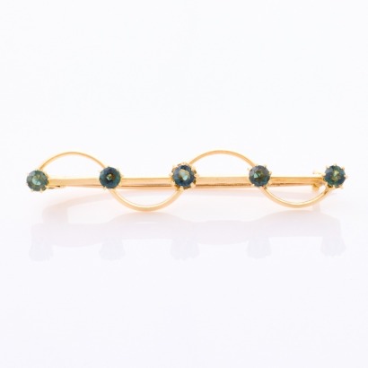 15ct Yellow Gold, Vintage, 3.30mm Blue-green Sapphire Brooch