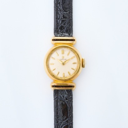 9ct Gold Plated, 17mm Omega Manual Wind Ladies Cocktail Wristwatch, circa 1950's