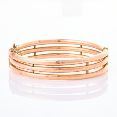 9ct Rose Gold, Vintage, Hinged Hollow Bangle