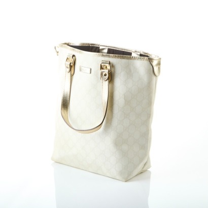 Gucci White GG Supreme Monogram Tote Bag