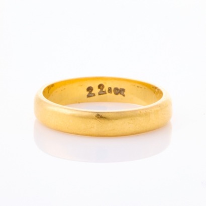 22ct Yellow Gold, Plain Band, Size J