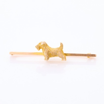 9ct Yellow Gold, Schnauzer Brooch with Box