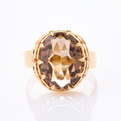 9ct Yellow Gold, Vintage, Smokey Quartz Ring