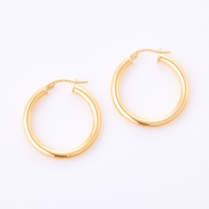 9ct Yellow Gold, Plain Hollow Hoops