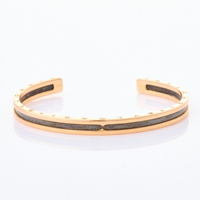 Bulgari, 18ct Rose Gold / Stainless Steel Cuff Bracelet, Size M