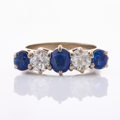 18ct White Gold, Modern, 1.35ct Sapphire / .94ct Diamond Ring