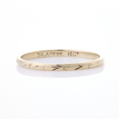 18ct White Gold, Plain Band, Size P
