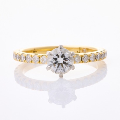 18ct Yellow Gold / Platinum, Modern, .70ct Diamond / .45ct Accents Diamond Ring