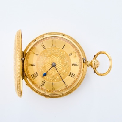 18ct Yellow Gold, 42.2mm Full Hunter Key Wind Pocket Watch