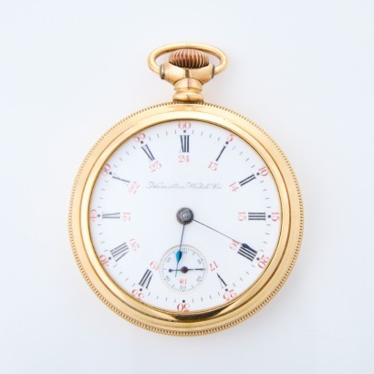 Gold filled, 55mm, Hamilton Watch Co, Open Faced, Manual Wind Pocket Watch