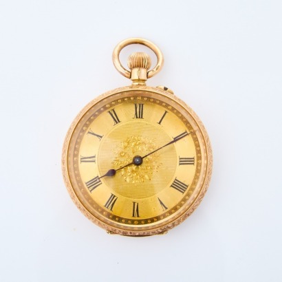 14ct Yellow Gold, 38mm, Swiss, Open Faced Manual wind Pocket Watch, circa 1932