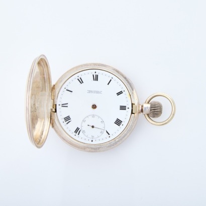 Sterling Silver, 51mm, Swiss Full Hunter, Manual Wind Pocket Watch by Omega, circa 1910