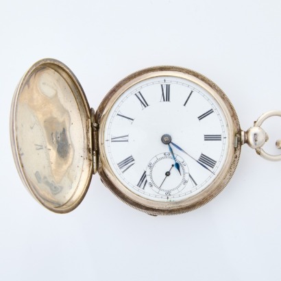 Sterling Silver, 50mm, Full Hunter Key Wind Pocket Watch