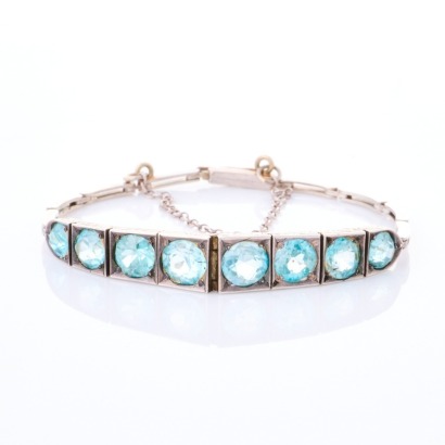 An Estate, Silver, 16cm Zircon Bracelet
