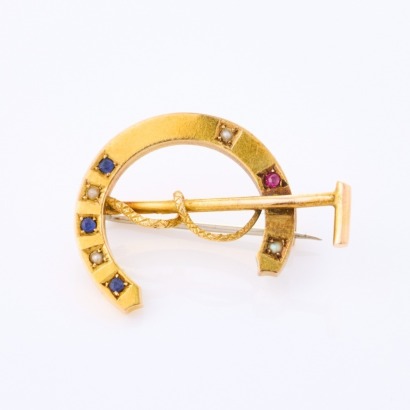 18ct Yellow Gold, Vintage, Hollow Horse Shoe Brooch