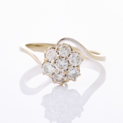 10ct White Gold, .56ct Seven Diamond Cluster Ring