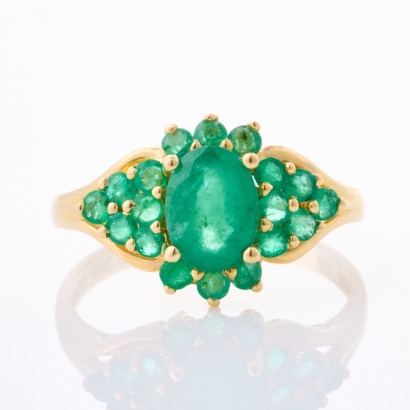 14ct Yellow Gold, 1.82ct Emerald Dress Ring