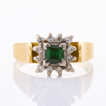 18ct Yellow / White Gold, .27ct Tourmaline / .16ct Diamond Ring
