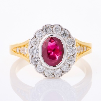 18ct Yellow Gold, Ruby / .40ct Diamond Ring