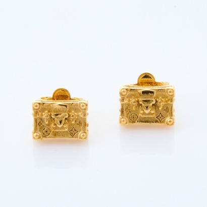 Louis Vuitton Petite Malle Pierced Earrings with Box