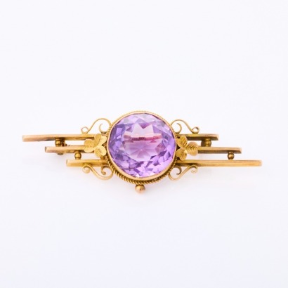 9ct Yellow Gold, Vintage, 14.33ct Amethyst Brooch