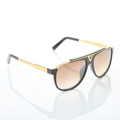 Louis Vuitton Black Gold Mascot Sunglasses, Near New with Box