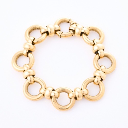 9ct Yellow Gold, 22cm Fancy Hollow link Bracelet