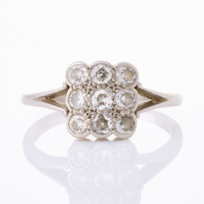 Platinum, Vintage, .81ct Cluster Diamond Ring