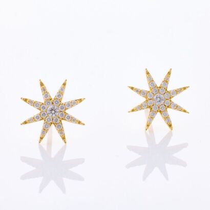 18ct Yellow Gold, .50ct Diamond Set Star Stud Earrings